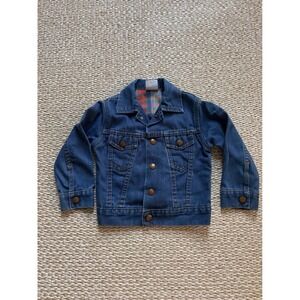 Billy the Kid Vintage Kids Denim Trucker Jacket Plaid Lined Jean retro size 5